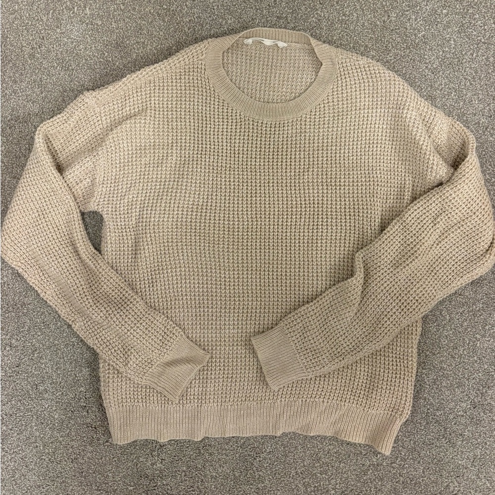 Women's Crewneck Knit Sweater in Light Beige